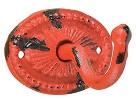 Vintage kapstok haak ovaal rood