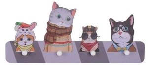 Kinderkapstok hippe katten met 4 haken