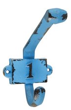 Vintage kapstok haak nummer 1 blauw