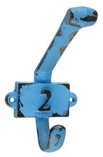 Vintage kapstok haak nummer 2 blauw