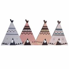 Wigwam kinderkapstok hout met 4 haken