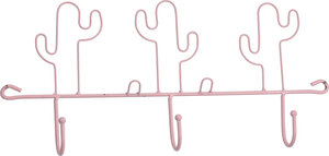 Cactus kapstok met 3 haken roze