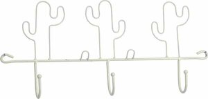 Cactus kapstok met 3 haken wit