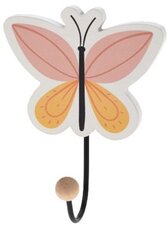 Kapstokhaakje vlinder roze/geel