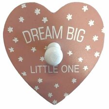 Wandhaakje hart MDF dream big roze