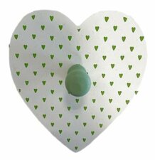 Wandhaakje hart MDF wit met groen