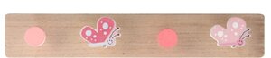 Kapstok kind 4 haken vlinders roze