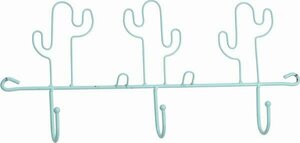 Cactus kapstok met 3 haken blauw