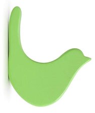 Houten vogel kapstokhaakje groen