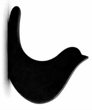 Houten vogel kapstokhaakje zwart