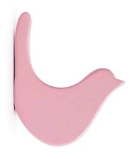 Houten vogel kapstokhaakje roze