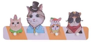 Katten kapstok met hoofddeksels (4 haken)    (levertijd maart 2024)