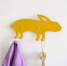 Metalen kapstok konijn geel