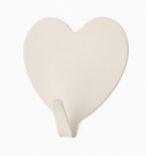 Wandhaakje Kapstokhaakje hartje beige